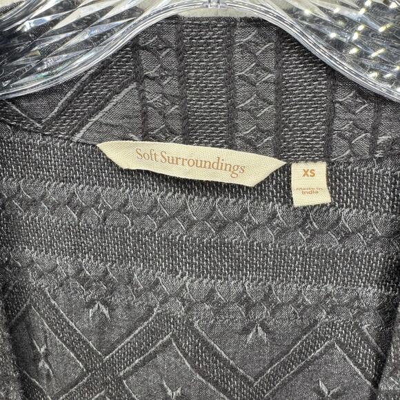 Soft Surroundings Women’s XS Gray‎ Embellished Open Front Cardigan Boho Knit - Picture 3 of 7